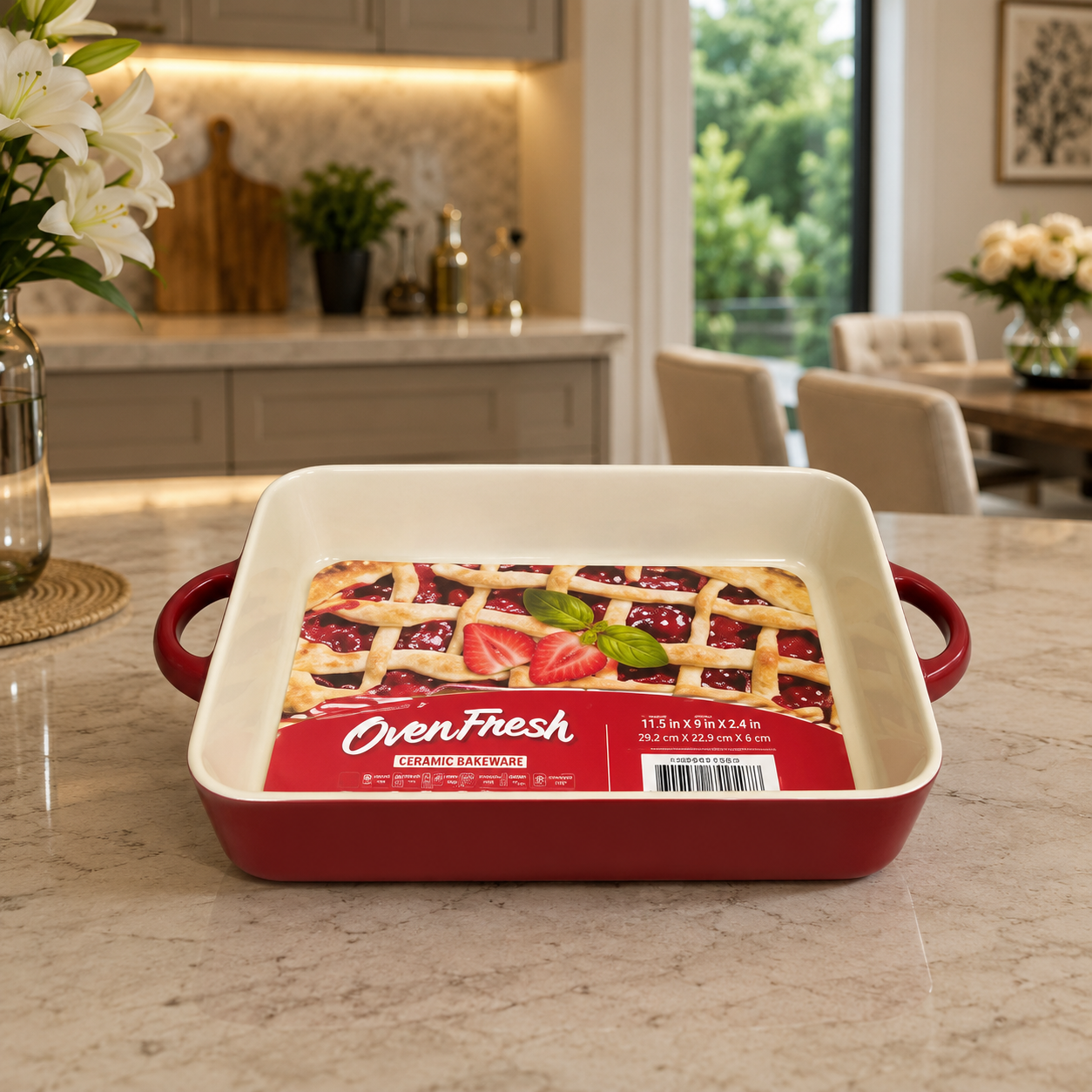 Danny Home 15-Inch Ceramic Bakeware Dish