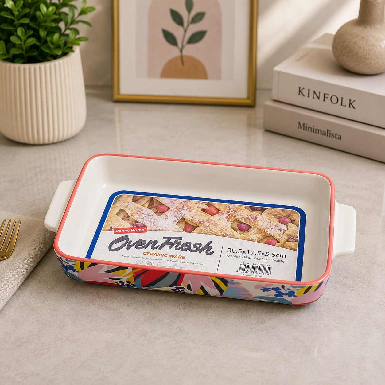 Danny Home Ceramic Bakeware Dish – 30.5 × 17.5 × 5.5 cm
