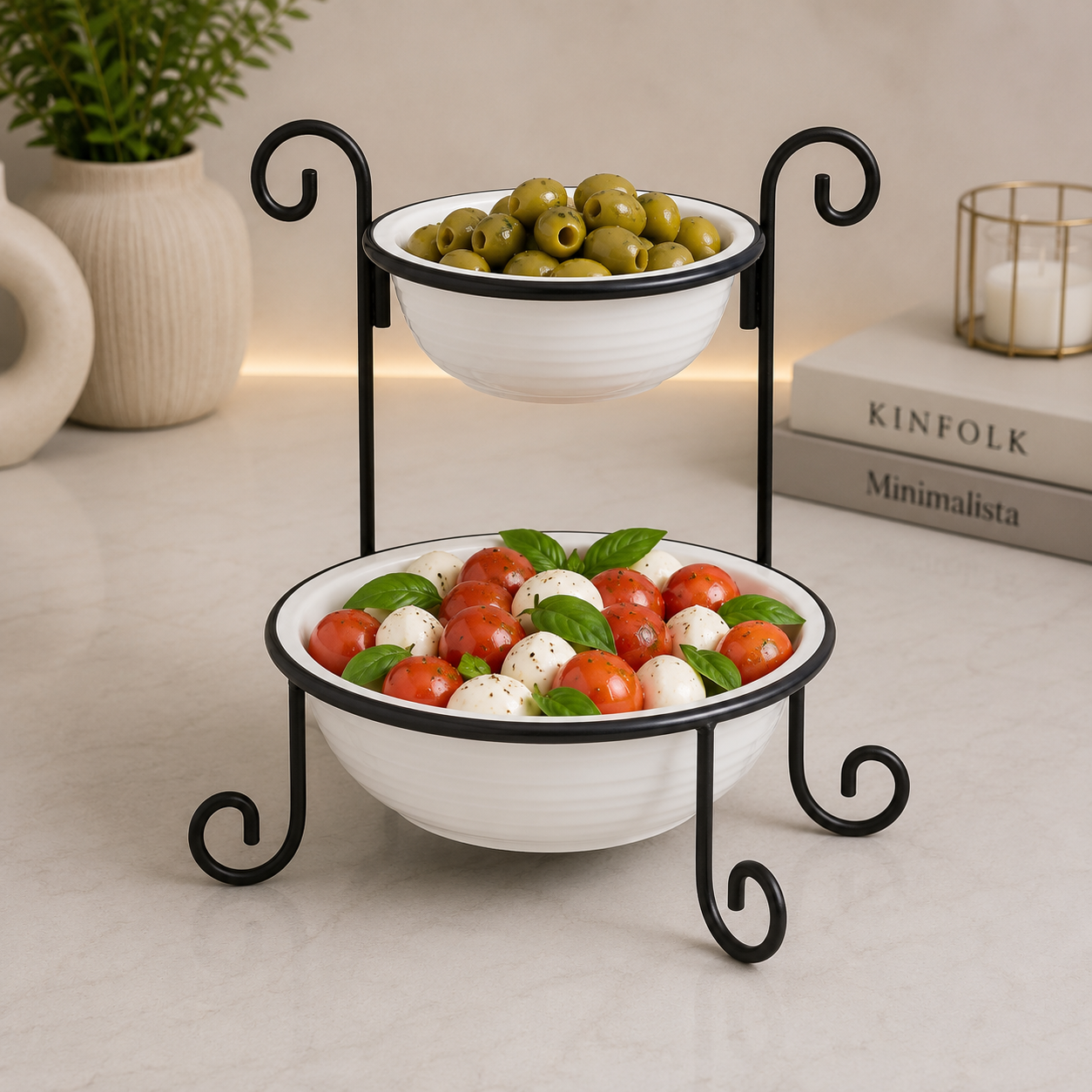 Danny Home 2-Tier Serving Bowl Stand Set