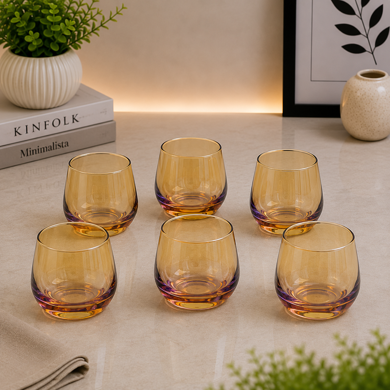 Danny Home Tinted Glass Tumbler Set – 360ml (6 Pcs)