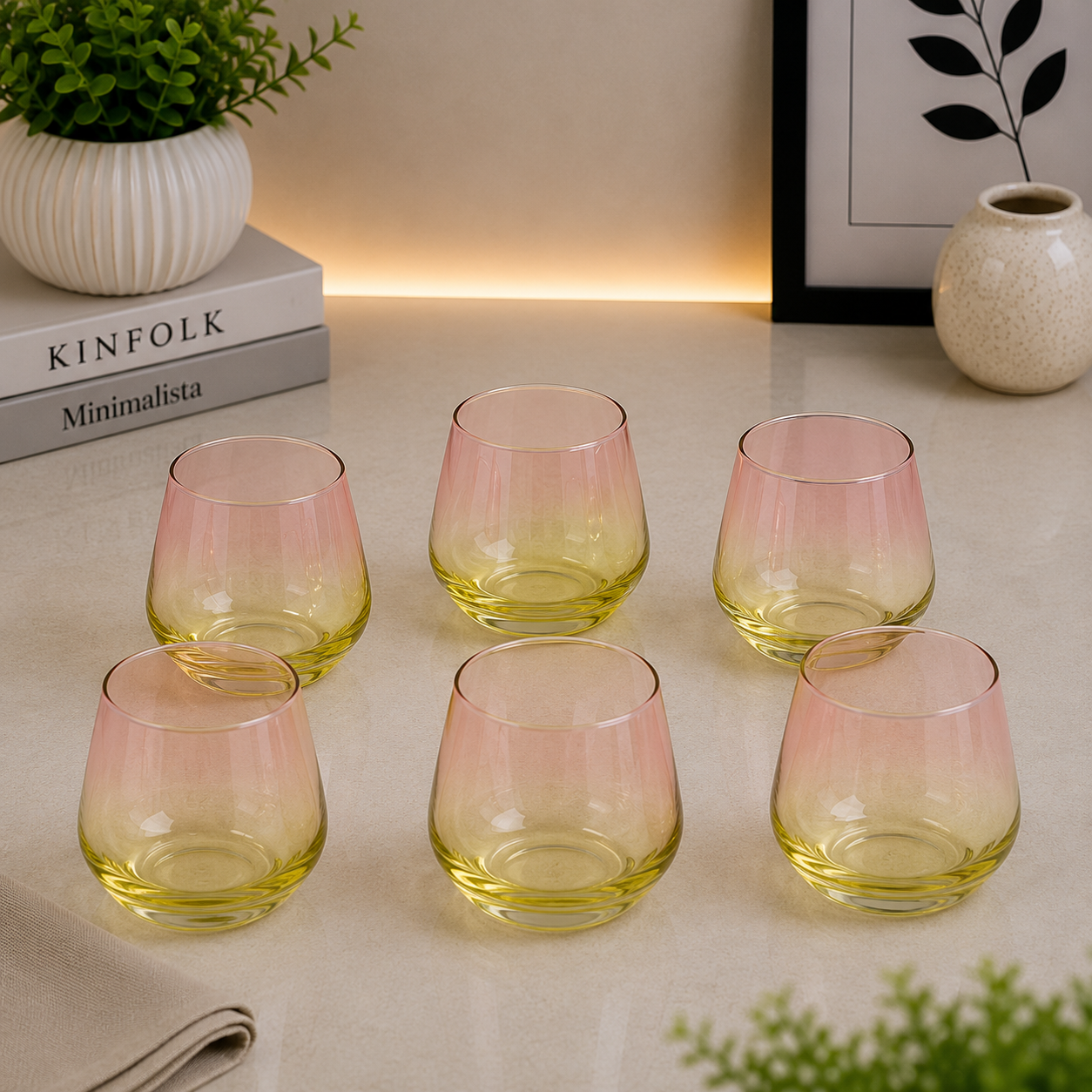 Danny Home Ombre Glass Tumbler Set – 360ml (6 Pcs)