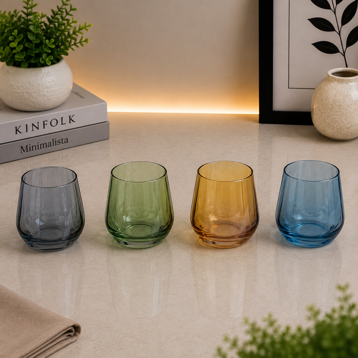 Danny Home Colored Glass Tumbler Set – 360ml (4 Pcs)