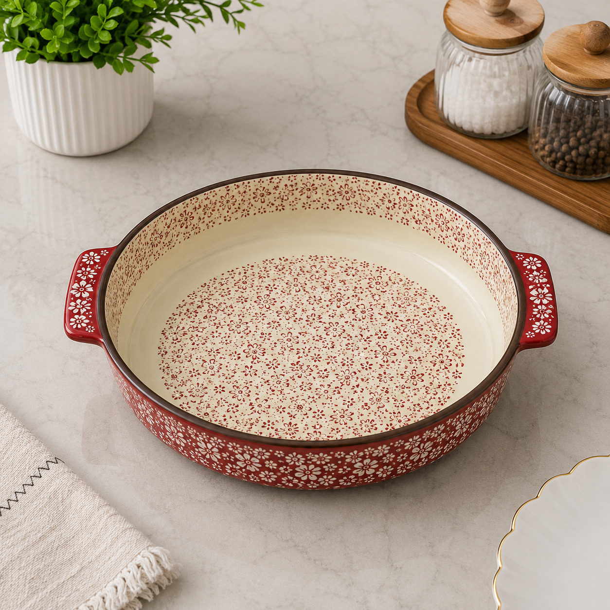 Danny Home Round Ceramic Baking Tray