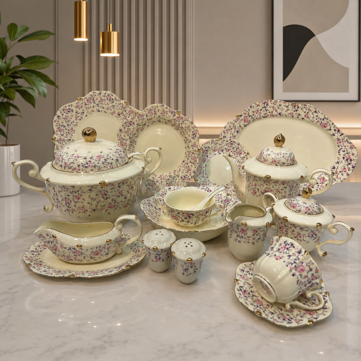 Royal Albert 75 Pcs Dinner Set – Premium Bone China Floral Collection
