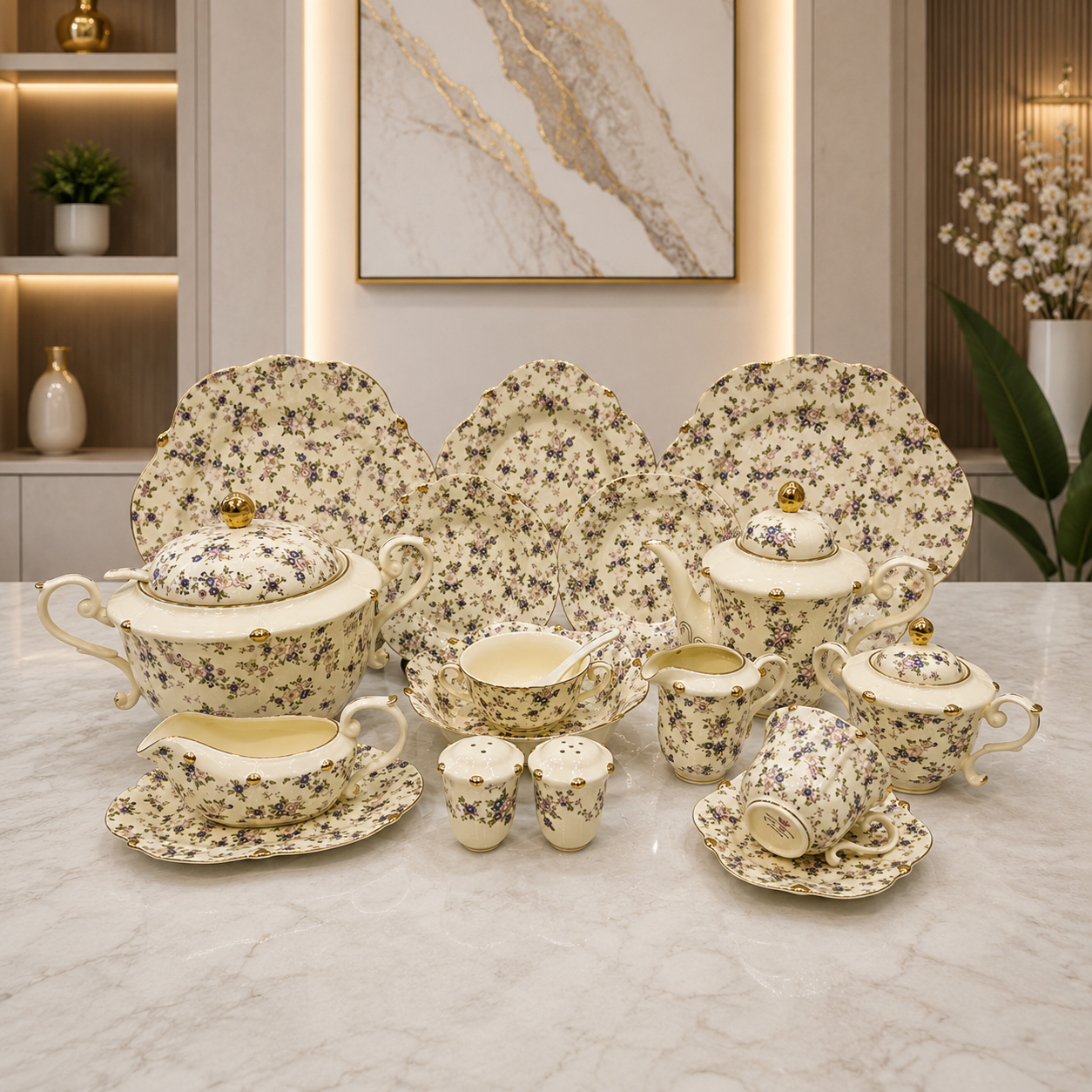 Royal Albert 75 Pcs Dinner Set – Elegant English Floral Bone China Collection