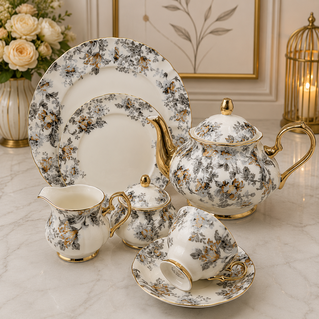 Royal Albert 24 Pcs Tea Set – Silver Bloom