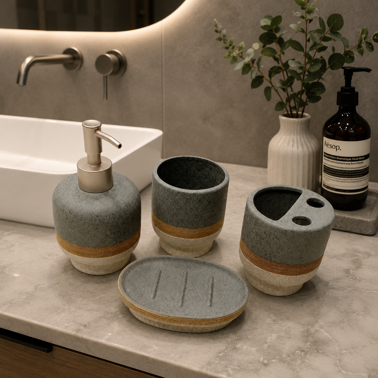 4-Piece Ceramic Bathroom Accessories Set