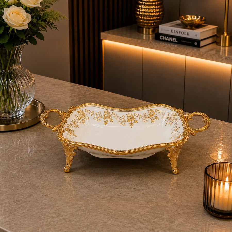 Brilliant Royal Gold Rectangle Deep Serving Tray – 34x17x11cm
