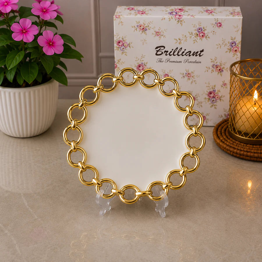 Brilliant Golden Circle Elegance 9" Round Ceramic Plate