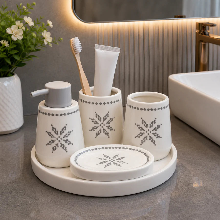 Brilliant Luxury White Star Bathroom Tray Set