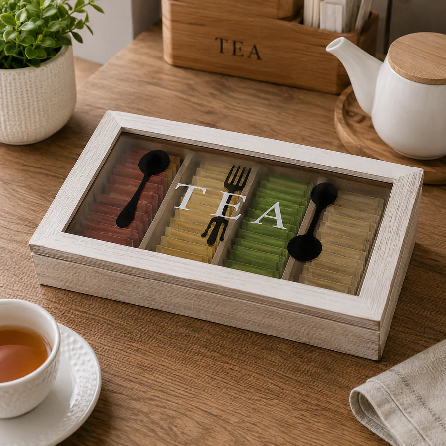 Modern Wooden Tea Bag Organizer Box