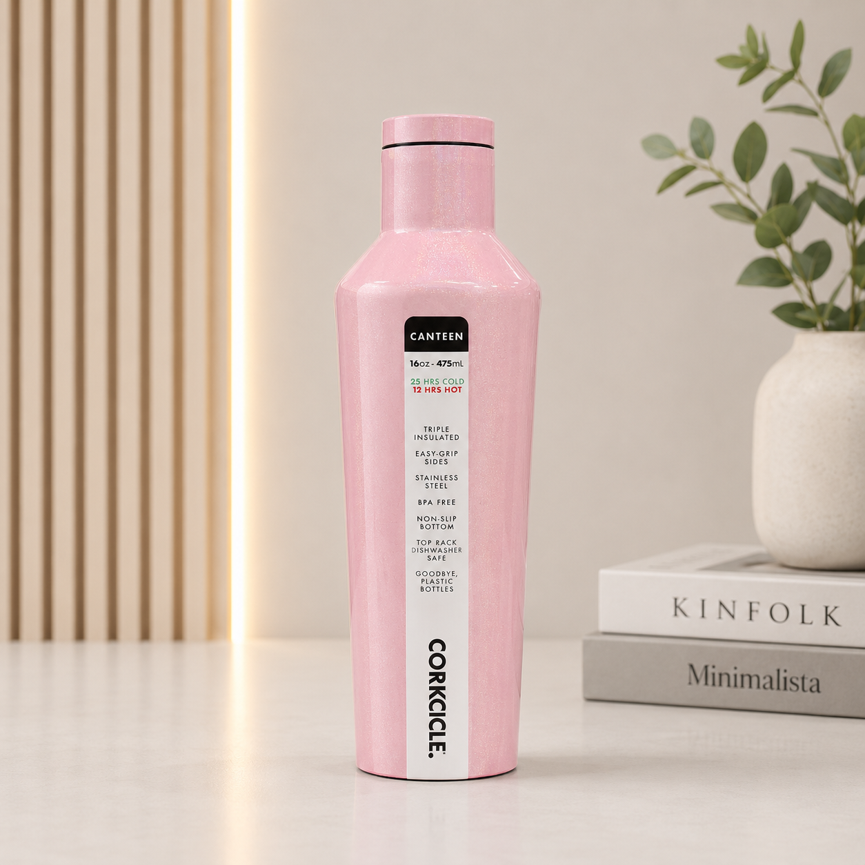 Corkcicle Blush Spark Stainless Steel Water Bottle – 16oz