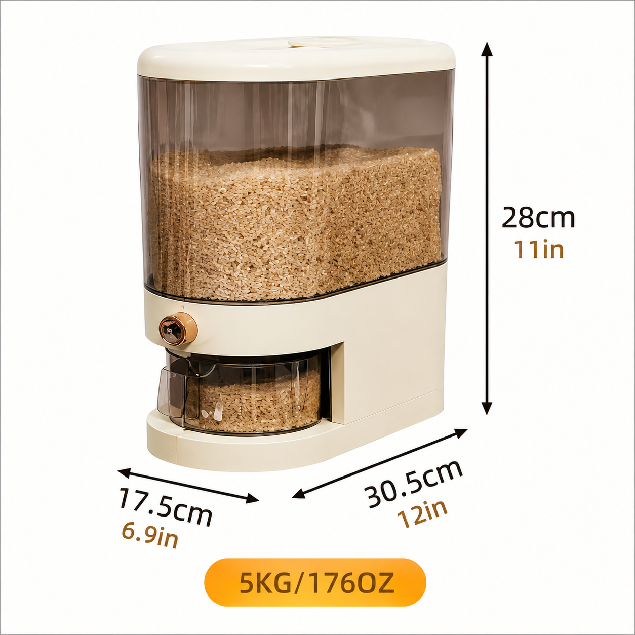 5KG Large Capacity Rice Dispenser Storage Container