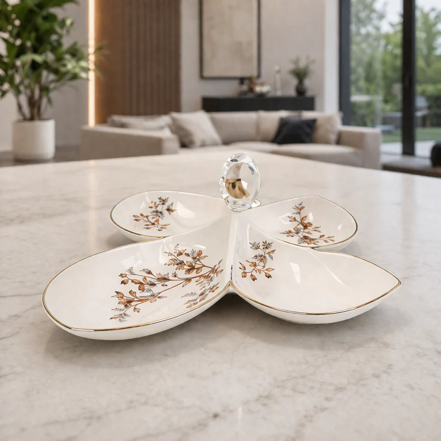 Angela Floral Elegance 5-Section Ceramic Serving Tray