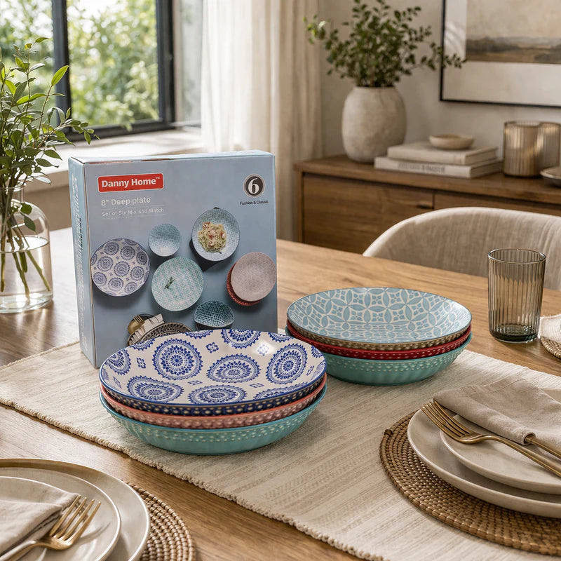 Danny Home Bohemian Design Pasta Bowls 6pcs 20.4cm