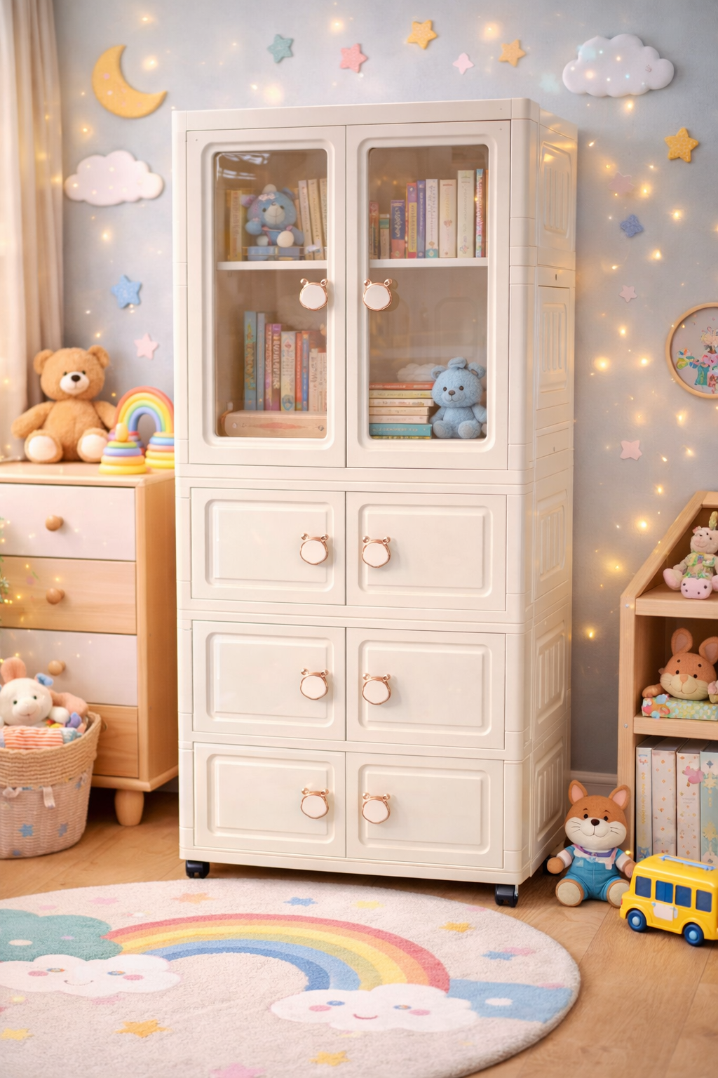 Luxury Kids Multi-Layer Storage Cabinet with Display Doors & Drawers - Model 2