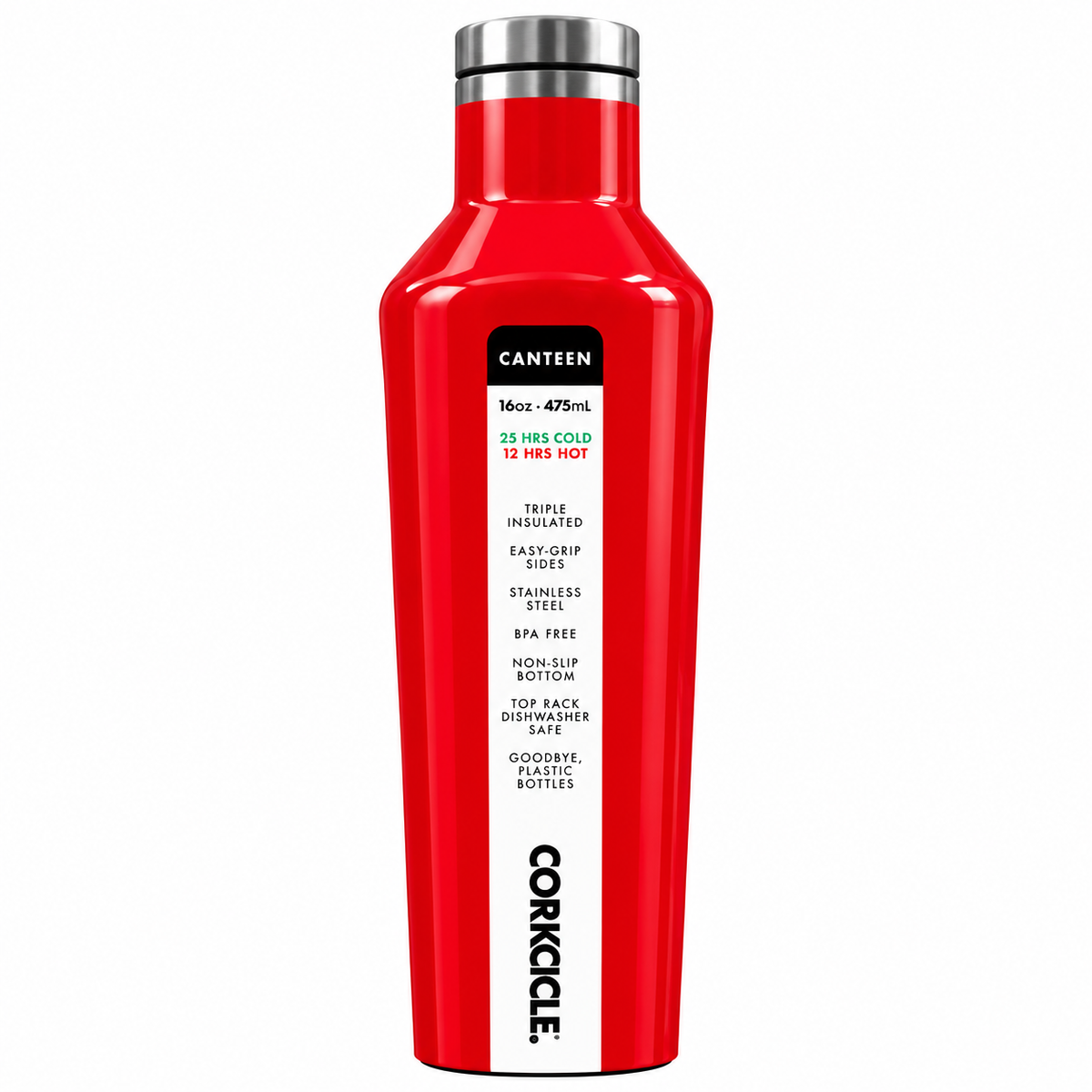 Corkcicle Crimson Edge Stainless Steel Water Bottle – 16oz