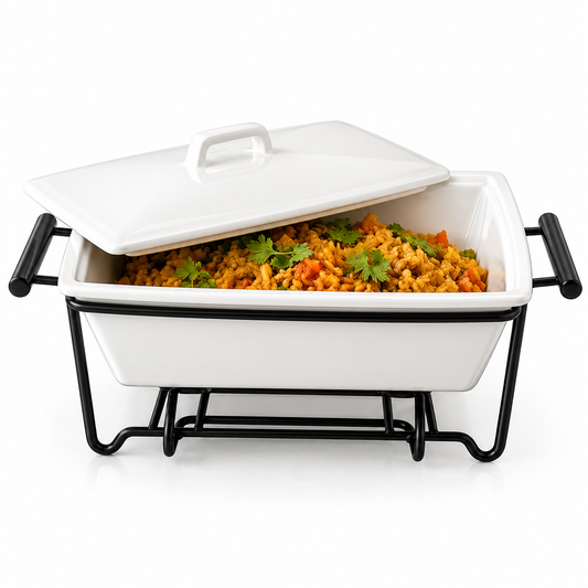 Brilliant 10.25-Inch Ceramic Casserole with Metal Stand