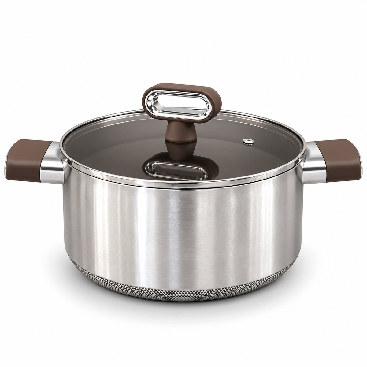 Titanium Coated Stainless Steel Cooking Pot with Glass Lid