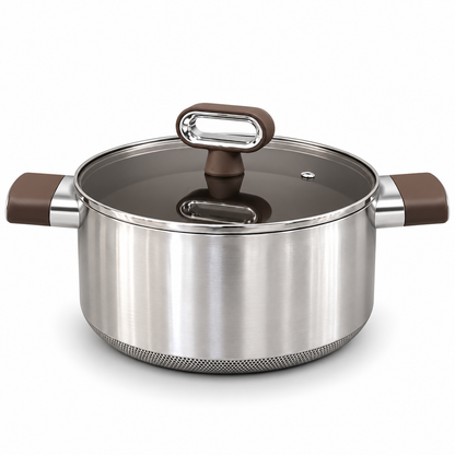 Titanium Coated Stainless Steel Cooking Pot with Glass Lid