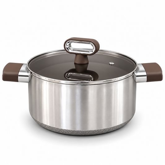 Titanium Coated Stainless Steel Cooking Pot with Glass Lid