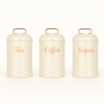 Vintage Metal Canister Set - Cream