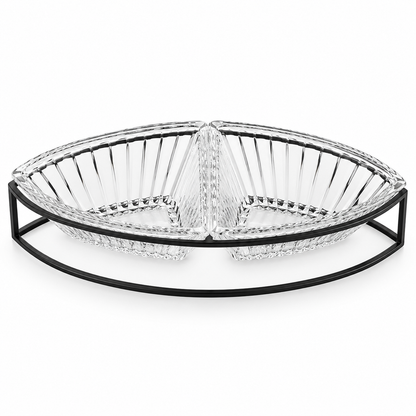Danny Home 2-Section Glass Snack Bowl Set
