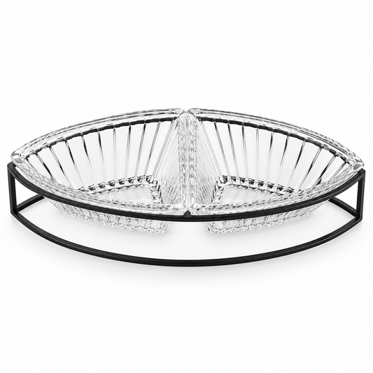 Danny Home 2-Section Glass Snack Bowl Set