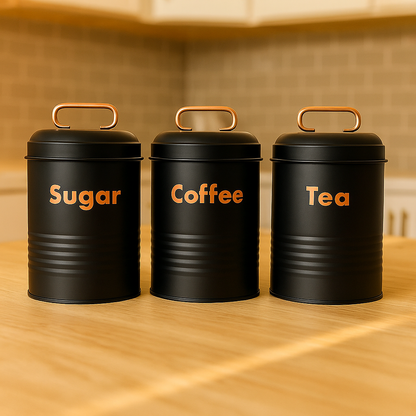 Vintage Metal Canister Set - Black