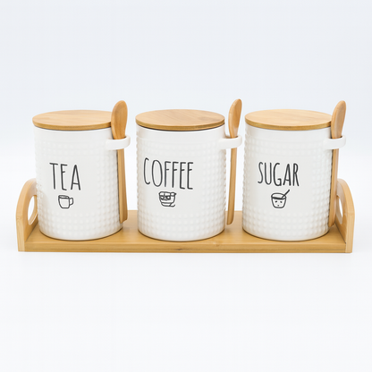 3-Piece Ceramic Jar Set With Spoon