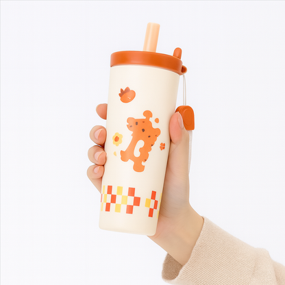 Kids Cartoon Straw Tumbler – 800ml