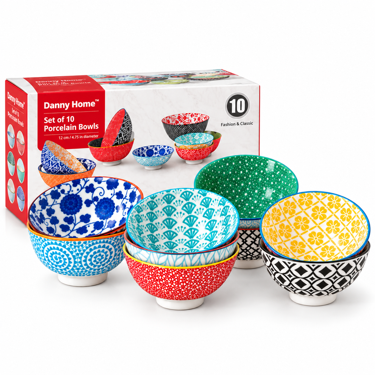 Danny Home 10-Piece 4.75″ Porcelain Bowl Set