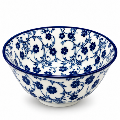 Danny Home Blue Flower 8-Inch Ceramic Salad Bowl