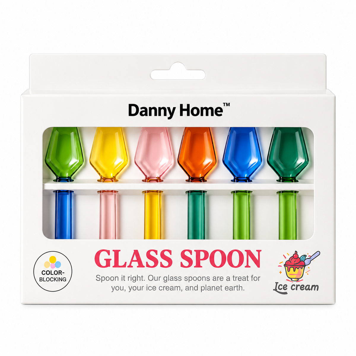 Danny Home 6Pcs Ice Cream Glass Spoon Set