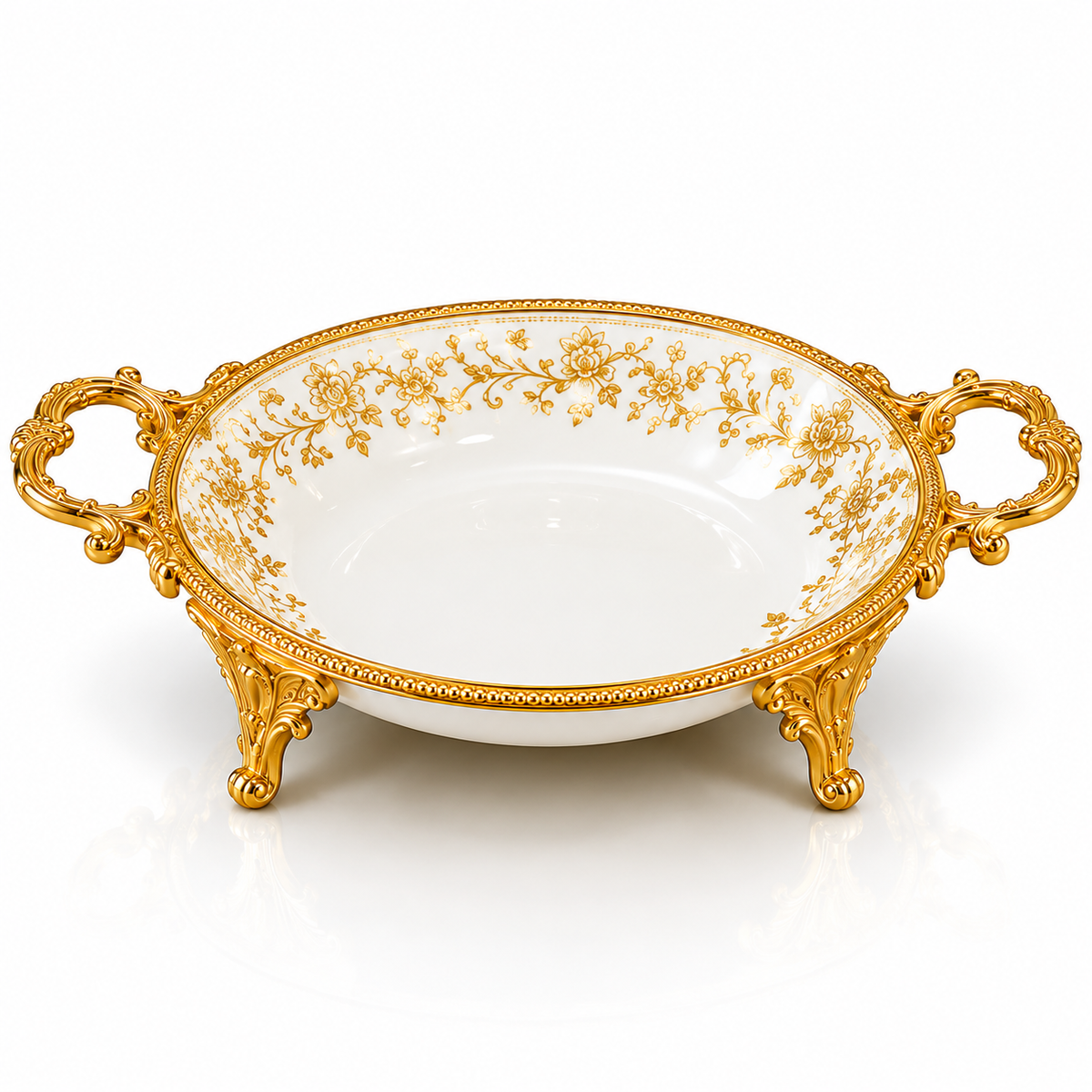 Brilliant Royal Gold Round Deep Serving Tray – 34x6cm