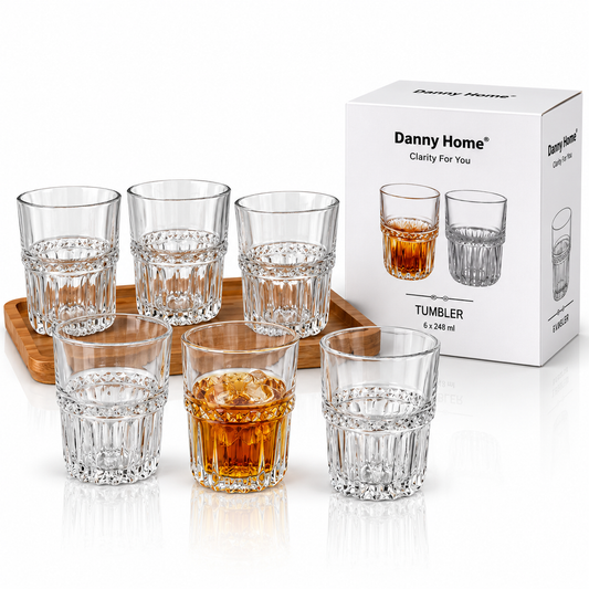Danny Home Glass Tumbler Set – 248ml (6 Pcs)