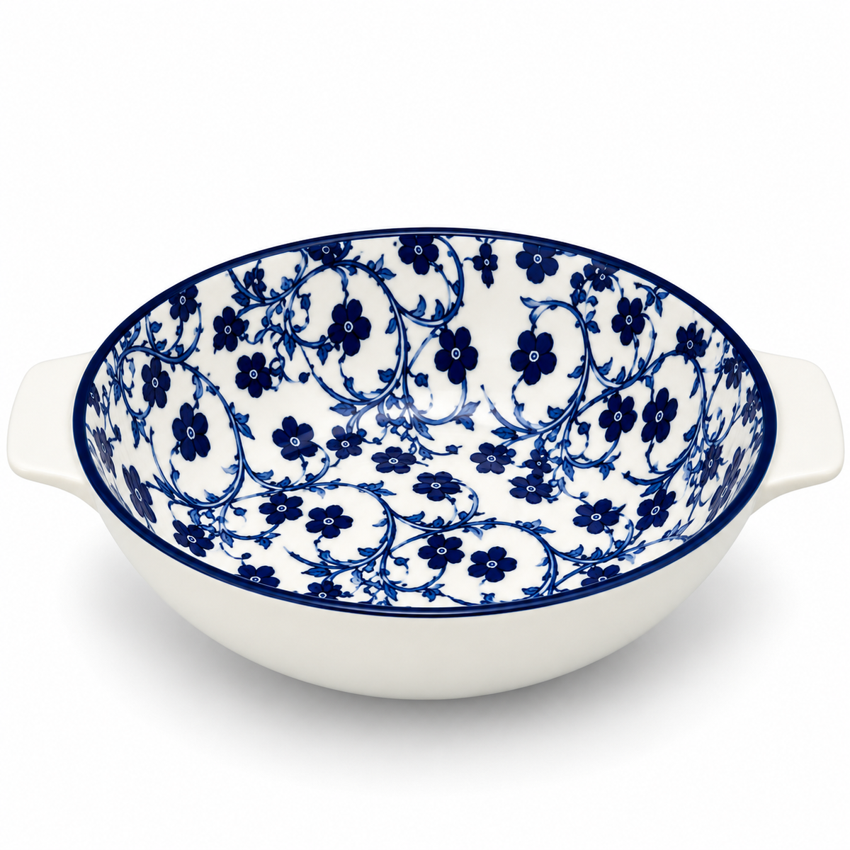 Danny Home Blue Flower 11-Inch Ceramic Casserole Bowl