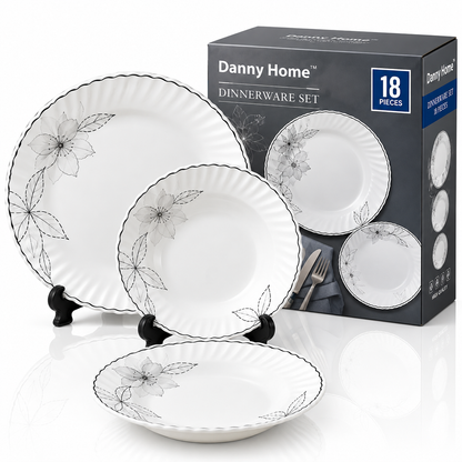 Danny Home 18 Pcs Elegant Floral Dinnerware Set