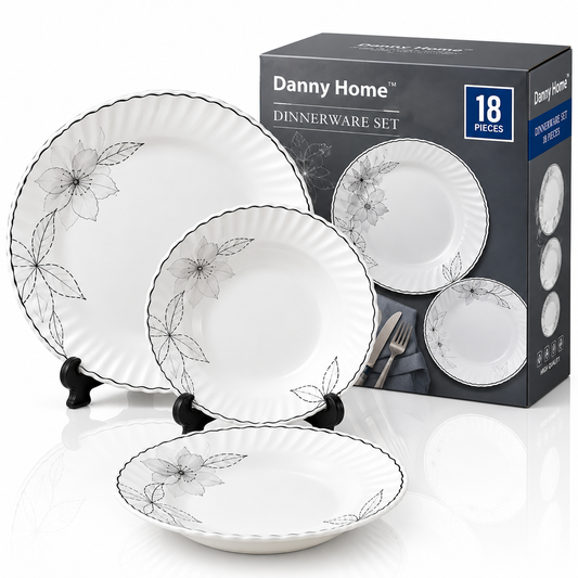 Danny Home 18 Pcs Elegant Floral Dinnerware Set