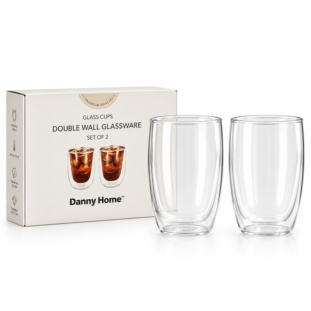 Danny Home Double Walled Glasses 300ml - 2Pcs Set