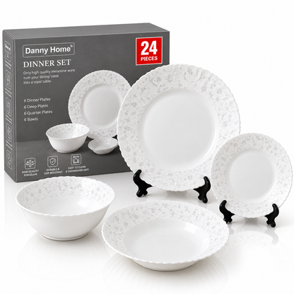 Danny Home 24 Pcs Pearl Vine Dinner Set
