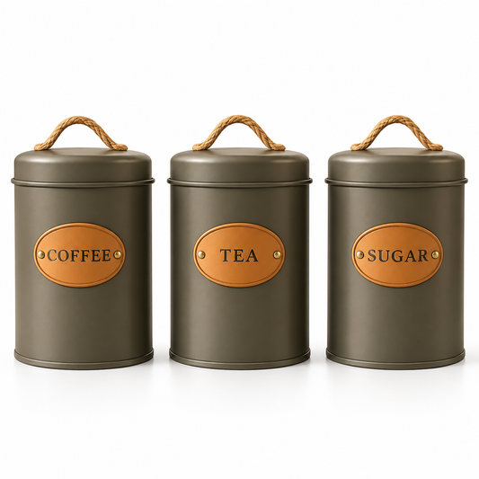 Rustic Kitchen Canister Set - Grey