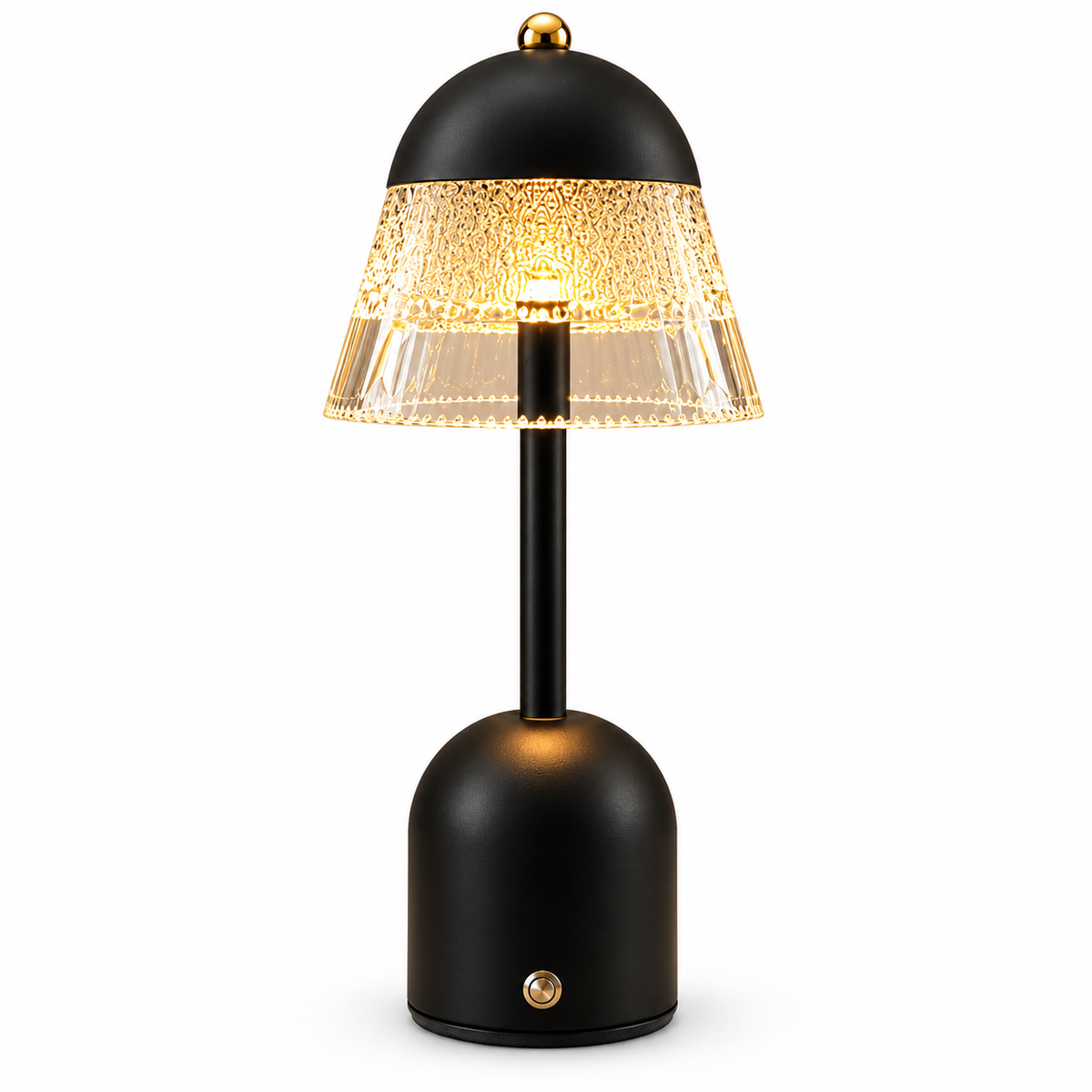 Aurora Frost Glass LED Table Lamp – Black