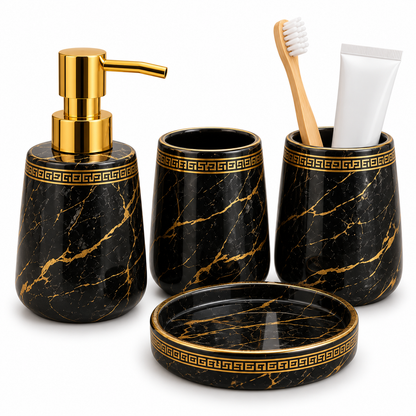 Brilliant Luxury Black Marble Bathroom Accessory Set
