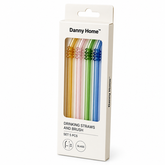 Danny Home 5Pcs Glass Straw Set – 20cm