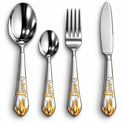 Love Heart 24-Piece Stainless Steel Cutlery Set