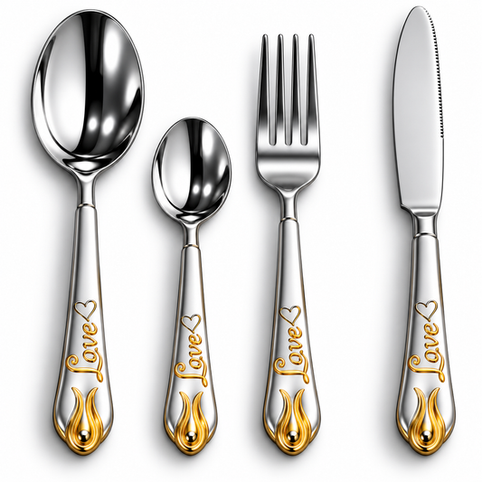 Love Heart 24-Piece Stainless Steel Cutlery Set
