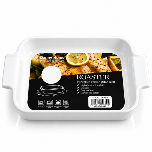 Danny Home Rectangular Porcelain Ovenware Dish – 9 Inch