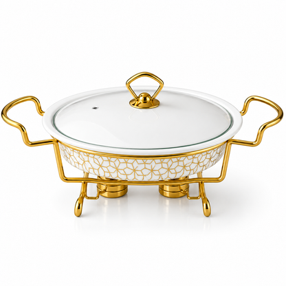 Brilliant Golden Harmony 12.5" Ceramic Casserole with Metal Stand