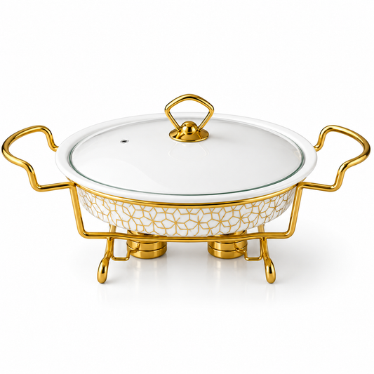 Brilliant Golden Harmony 12.5" Ceramic Casserole with Metal Stand
